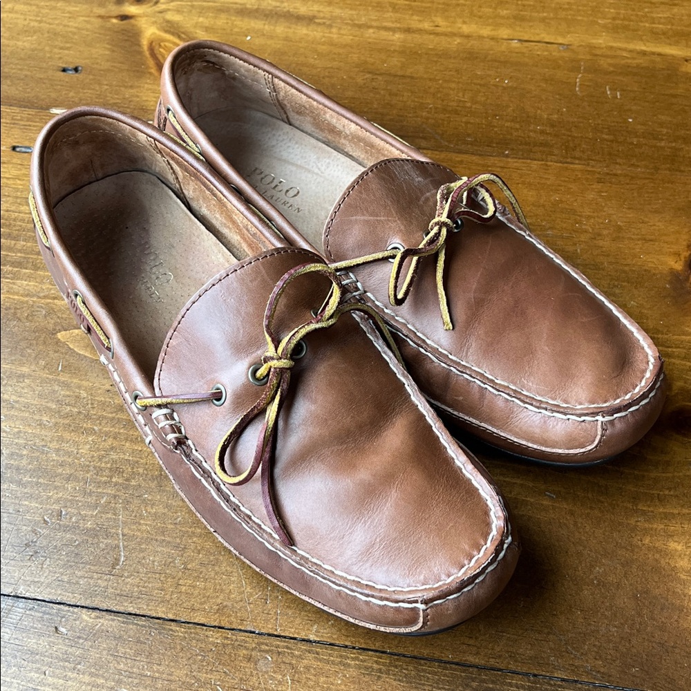Polo Ralph Lauren Wyndings Tan Leather Slip On Loafer Sz 11 D